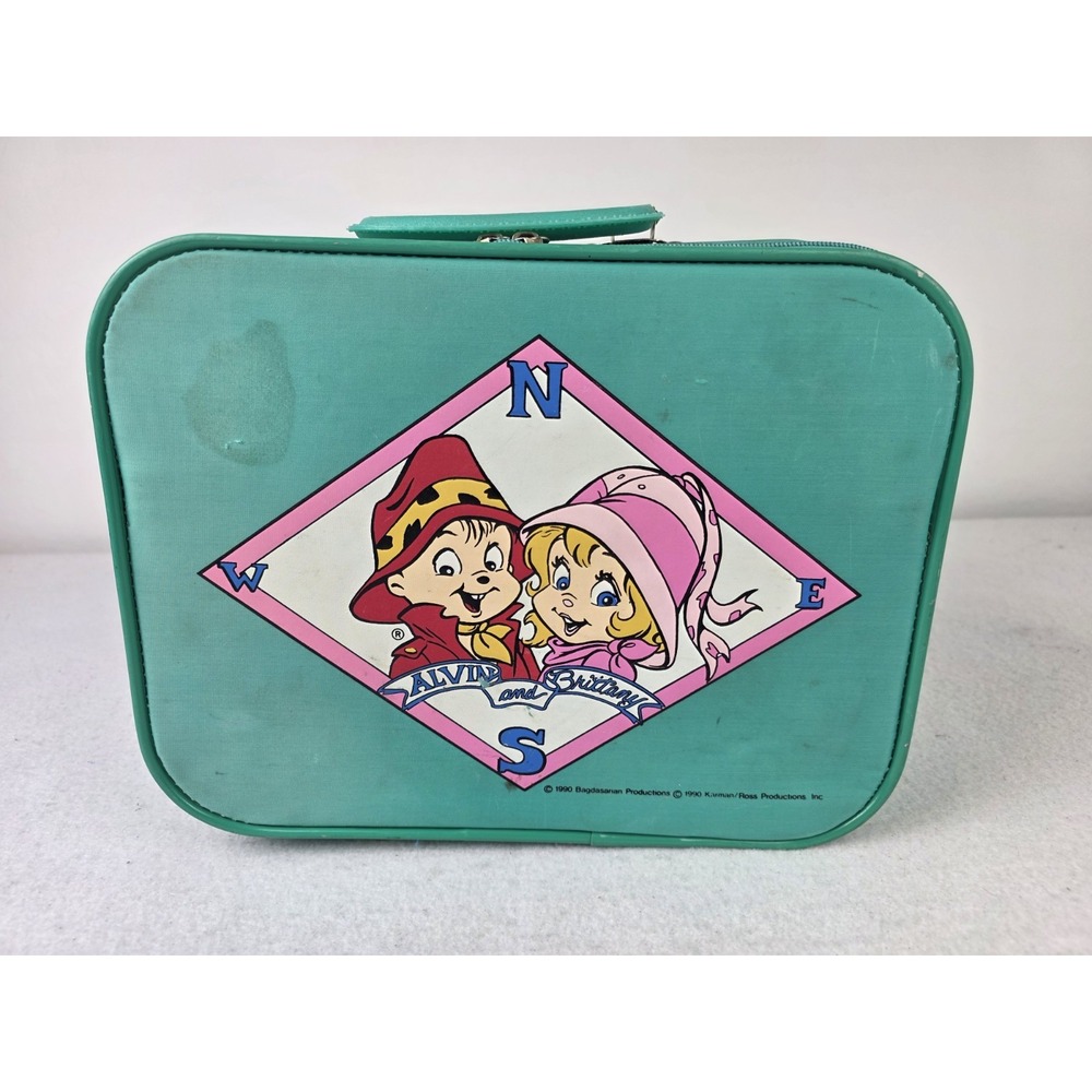Vintage 1990 Alvin And The Chipmunks Britney Teal Green‎ Mini Suitcase *READ*